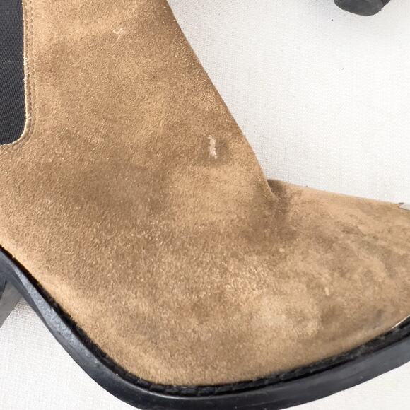 Isabel Marent Boots 38 7.5 Booties Suede Western Metal Toe Lemsey Brown Green - Picture 3 of 11